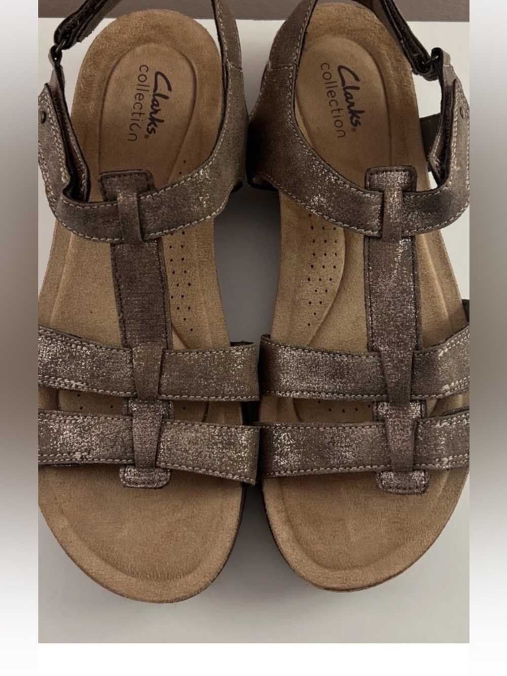 Clarks Womens Size 8 Brown Slip On Sling back Comfort Sandals Strappy